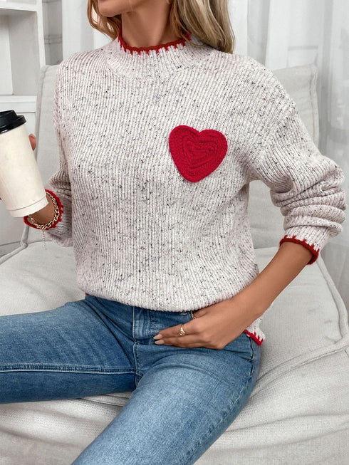 'Orinthia' Stitched Heart Knit Sweater - Celes Fashion